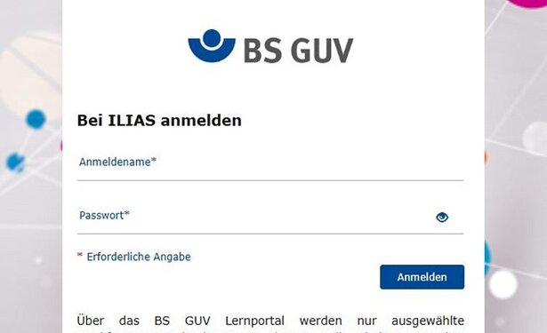 Eine sog. Anmeldemaske zum Einloggen in die Lernplattform