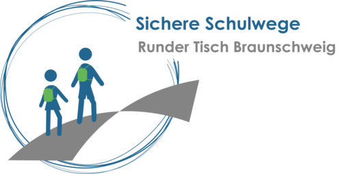 Logo des Runden Tisches (zwei Kinder mit Rucksack gehen einen Weg)