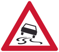 Grafik von Auto Rutschgefahr Warnschild